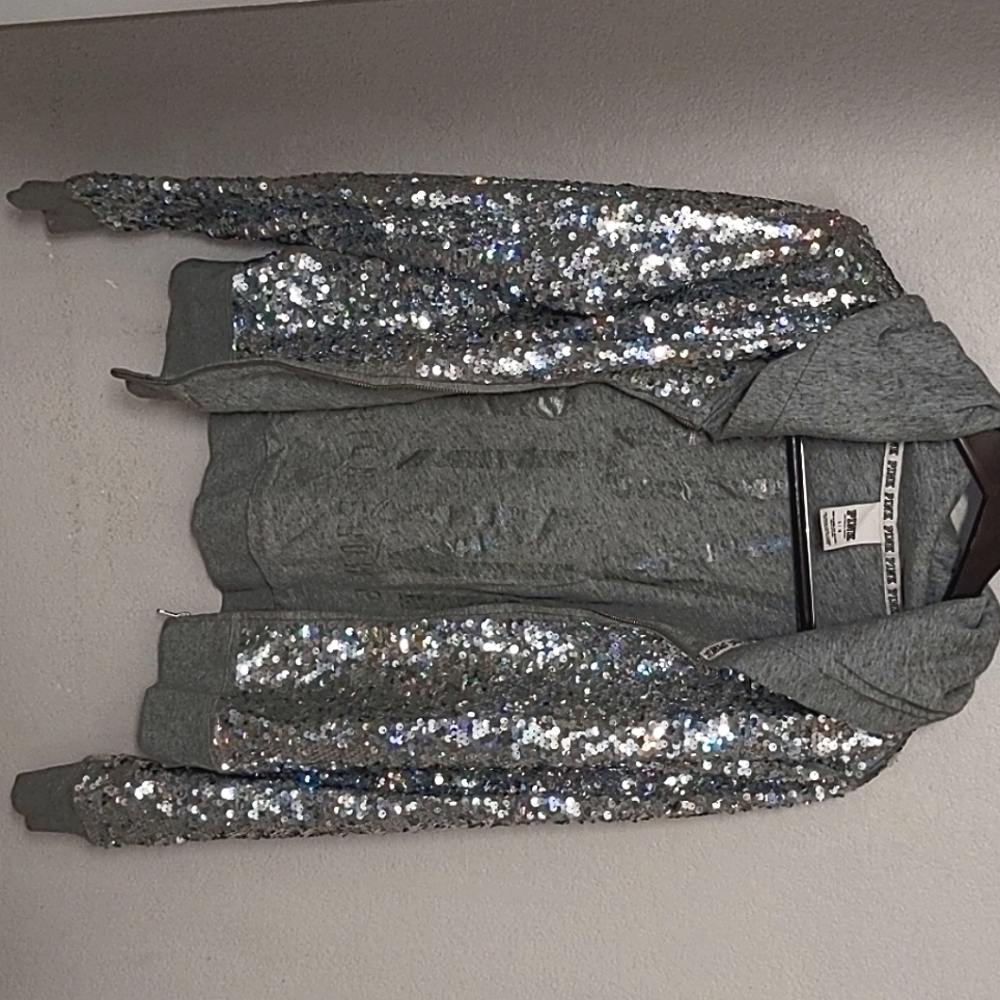 Sequin for days zip-up/reversible jacket